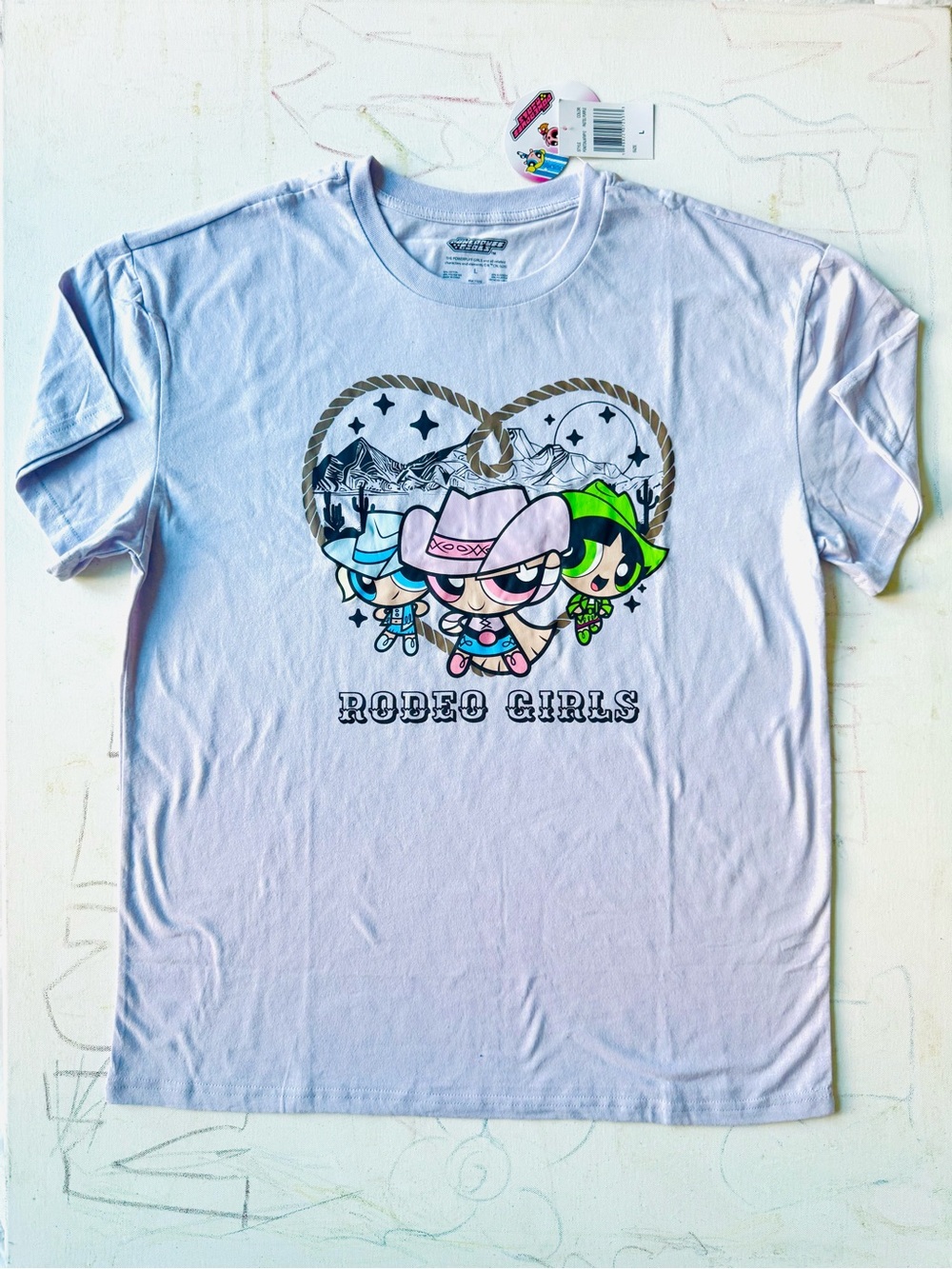 Powerpuff Girls “Rodeo Girls” Graphic Tee – Pastel Purple | Size L